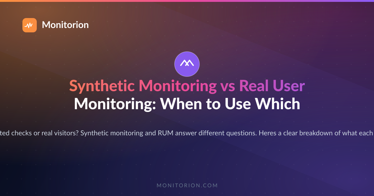 Synthetic Monitoring vs Real User Monitoring: When to Use Which